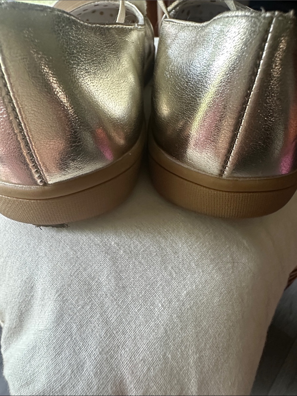 Tucker + Tate Metallic Gold Cat Face Girls Ballet Flats size 12 - Picture 5 of 6